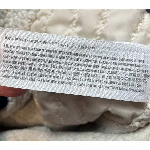 Abercrombie & Fitch Parka Jacket Womens M Navy Sherpa Lined Faux Fur Hood - Picture 7 of 16